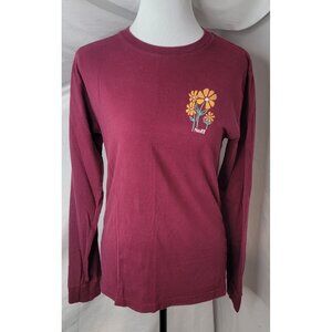 NEFF Womens Small Maroon Red Skater Crew Neck Streetwear T-Shirt Floral Casual
